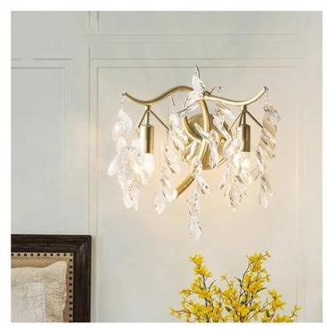 Imagem de Luminária de parede de cristal, lustre dourado, lâmpadas de luxo, luminárias de parede compatíveis com decoração de quarto, sala de estar, corredor, decoração moderna