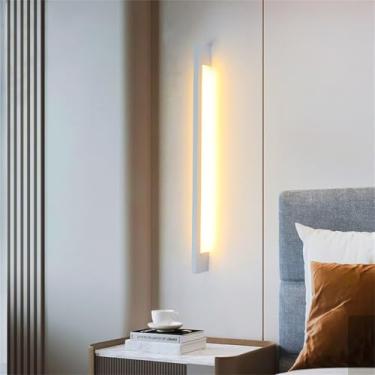 Imagem de Luminária de parede interna moderna LED acrílico alumínio luminária de parede tricolor tira minimalista luminária de parede retangular quarto sala de estar decoração de fundo escritório corr