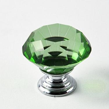 Imagem de IQUALITE 12 peças de vidro cristal em forma de diamante 30 mm puxador de gaveta Usd para armário, gaveta (verde)