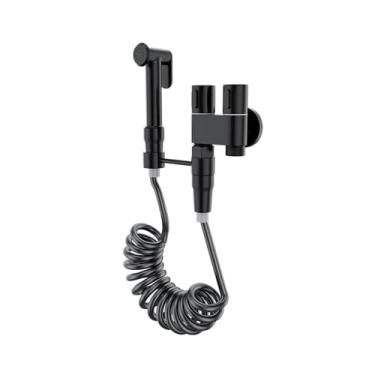 Imagem de ifgswopq Torneira de bidê de latão conjunto de pulverizador de bidê portátil para guindaste de vaso sanitário pulverizador portátil pulverizador de banheiro chuveiro higiênico cromado (cor: torneira