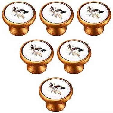 Imagem de Puxadores de decoração de cômoda de banheiro puxadores de porta de gaveta de móveis de cozinha estilo pastoral puxadores de móveis de armário 4 cores disponíveis - 6 peças (estilo C distância do furo