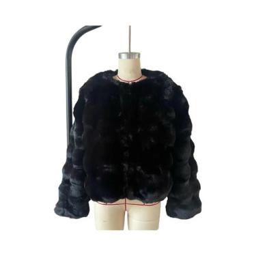 Imagem de Casaco Feminino de Pele Sintética Branca - Quentinho para Outono/Inver