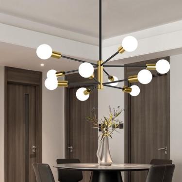 Imagem de Luminária BeSlowe de 10 luzes Modern Black Gold Sputnik