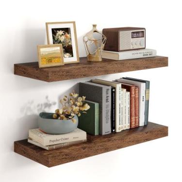 Imagem de Prateleiras flutuantes Heimlove 60 cm para parede marrom, conjunto de 