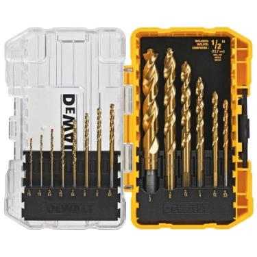 Imagem de Conjunto de Brocas em Titânio com Estojo, 14 Peças, DEWALT DW1354, Amarelo