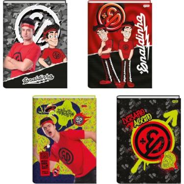 Imagem de Kit de Cadernos, Jandaia, Brochura, 1/4, Capa Dura, Enaldinho, 80 folhas, Pacote com 5