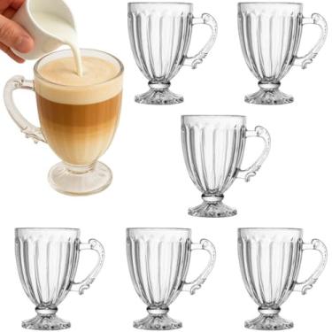 Imagem de Conjunto de 6 Xícaras de Vidro, Design Clássico, para Café Chá Suco Bebidas Quentes Frias, Louça, Cozinha, Armário, Mesa Posta, Utensílio (Kit C/ 6 Xícaras 200ml)