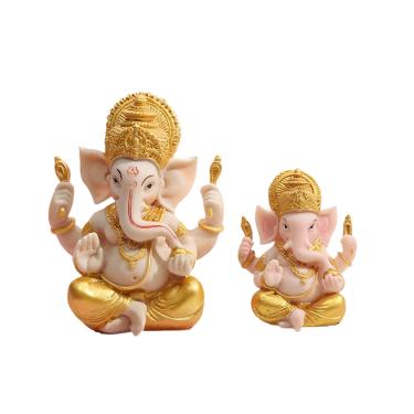 Imagem de Conjunto de estátuas de resina Ganesha Lord Ganesha and Baby 14cm 600g