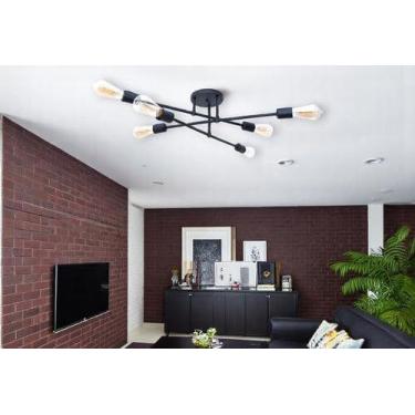 Imagem de Luminária de Teto Aranha Plafon Lustre Sputnik 6 Braços Dubai Industri