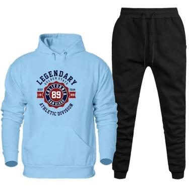 Imagem de Conjunto Moletom Estampado Plus Size Masculino Blusa Canguru Para o Frio e Calça Quentinha Macia