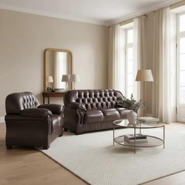 Imagem de Conjunto Sofá Rei 2 e 3 Lugares Couríssimo (MARROM)