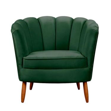 Imagem de Poltrona Ariel Petala Decorativa Com Pés De Madeira Speciale Home Verde