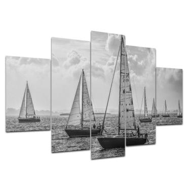 Imagem de Kit Placas Decorativas 5 Peças 3D Borda Infinita Barcos