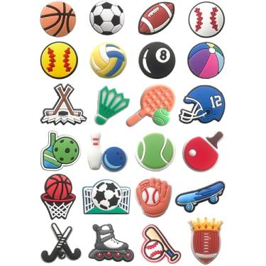 Imagem de Berloques de sapatos esportivos para crocodilo para crianças - 24 peças de alfinetes divertidos para decoração de sapatos para meninos e meninas - Acessórios de tamanco - Ótimos presentes de festa