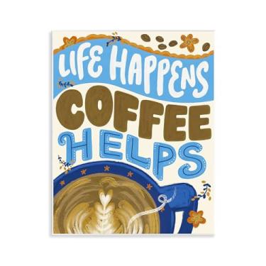 Imagem de Stupell Industries Arte de placa de parede Life Happens Coffee Helps, design de Connie Summers, 14 x 11