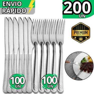 Imagem de Jogo de Talher 200 Peças Garfo e Faca Inox Jantar Refeição Restaurante