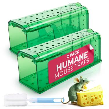 Imagem de Conjunto de 2 armadilhas para ratos humanizadas - Sem matar - Armadilhas de mouse vivas internas para uso doméstico - Armadilhas reutilizáveis para roedores para casa interna, segura e eficaz para