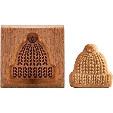 Imagem de Moldes de biscoito de flores Windwill de madeira, cortador de biscoito tipo prensa com forma de vento 3D, moldes de impressão esculpidos à mão, carimbo, biscoitos de chocolate, bolo, ferramenta de