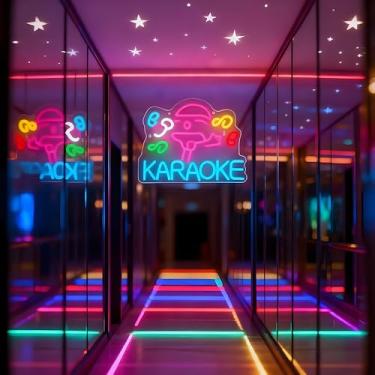 Imagem de Neonawall Neon Signs for Wall Decor Light Up Letters Led Sign Birthday Party Gifts Led Decorative Night Signs Room Decorations Supplies Neon Party Sign for Store Home Dorm Bedroom (Karaoke)