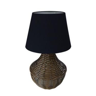 Imagem de Abajur De Mesa Junco Avelã Cúpula Preta