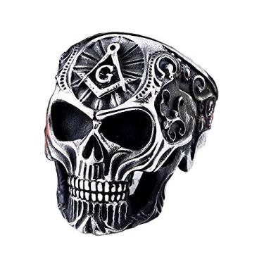 Imagem de ZMY Home Anel de aço inoxidável genuíno para homens moda punk motoqueiro anéis de caveira, Metal