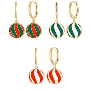 Imagem de WCRAZYE Brincos de doces de Natal para mulheres, vermelho, verde, pirulito de Natal, muletas, pingentes, pingentes, festivais de Natal, joias, presentes, Small, Liga de aço, Sem pedra preciosa