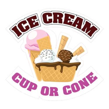 Imagem de Decalques personalizados de food truck, copo de sorvete ou cone, placa de concessão de alimentos e bebidas 25,4 cm no design lateral mais longo apenas