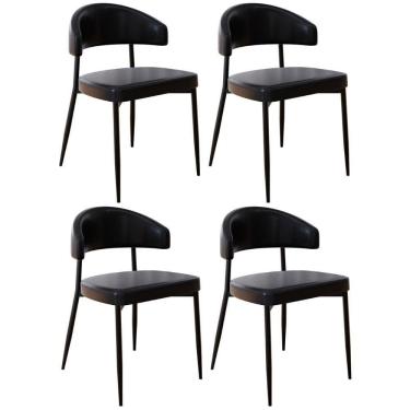 Imagem de Cadeira De Jantar Estofada Kit 4 Chloe M25 Sintético Preto - Mpozenato