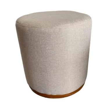 Imagem de Puff Redondo Saturno Linho Bege