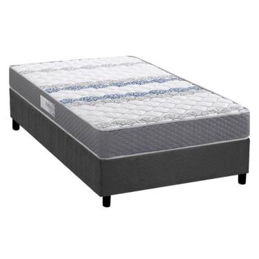 Imagem de Conjunto Box Solteiro: Colchão Espuma Herval D60 - Ag65 Timeless + Base Crc Suede Gray (88x188)
