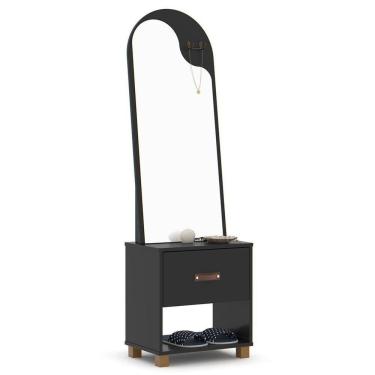 Imagem de Toucador Com Espelho 1 Gaveta Nicho E 2 Ganchos Oranix Preto