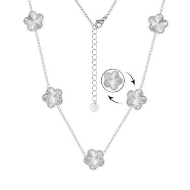 Imagem de UOOANUO Colar de trevo feminino banhado a ouro 18K de aço inoxidável com quatro folhas, joia delicada e simples da sorte, one size, Aço inoxidável, Sem Pedra Preciosa