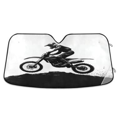 Imagem de Blueangle Para-brisa de carro Motocross Rider Protetor solar para carros - Proteção UV dobrável, ajuste universal 139.7 cm x 70.1 cm Protetor de para-brisa dianteiro (415)