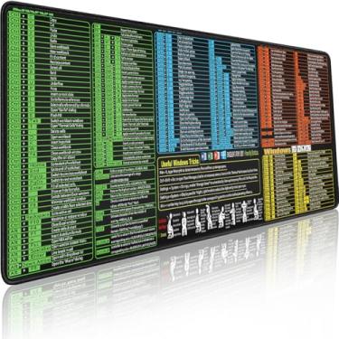 Imagem de Tapete de teclado de planilha grande estendida Excel, teclas de atalho, mouse pad com borda costurada antiderrapante