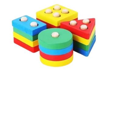 Imagem de Jogo de Blocos Coloridos em Madeira 17 Peças