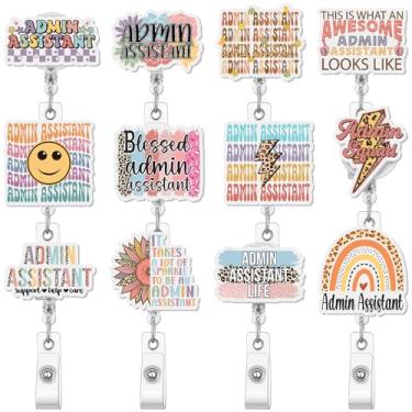 Imagem de Geyoga 12 peças porta-crachás de dia profissional administrativo retrátil com clipe de presente para assistentes sociais, dentista, voluntário, médico, enfermeira, colega de trabalho