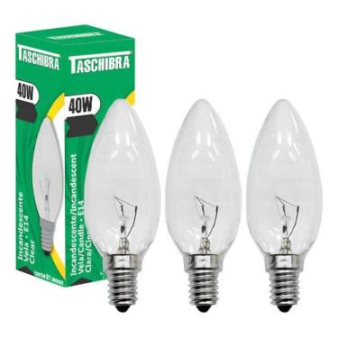Imagem de 3 Lâmpada Incandescente Taschibra Vela 40w 2700k E14 127v