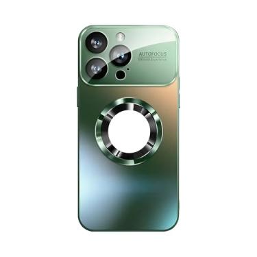 Imagem de Capa de telefone magnética fosca para iPhone 16 Pro Max, capa de telefone de absorção magnética, proteção de lente/à prova de choque/anti-amarelo/anti-impressão digital (verde)