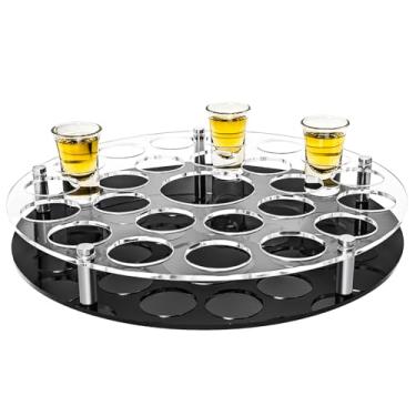 Imagem de GeryVtee Suporte redondo de 36 copos de shot de acrílico, organizador transparente, bandeja de servir para copos de vinho, acessórios de exibição para festa, bar, clube, orifício grande: 4 cm