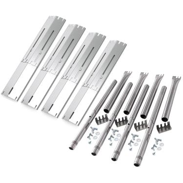 Imagem de Conjunto de 4 placas de aquecimento universais e substituição de queimador de 1/5.1 cm para churrasqueiras a gás da Brinkmann, Charbroil e mais, domadores de chamas ajustáveis/barraca térmica