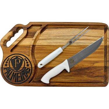 Imagem de Tabua Corte Carne Time Kit Churrasco Madeira Rustica (Palmeiras)