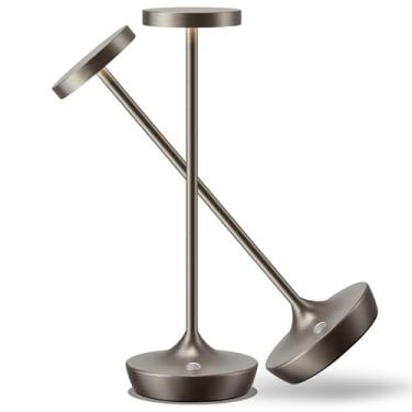 Imagem de Willdoak Candeeiros de mesa sem fio para uso externo - Luzes de mesa recarregáveis de 6000 mAh operadas por bateria - Candeeiro de mesa LED portátil sensível ao toque regulável à prova d'água para