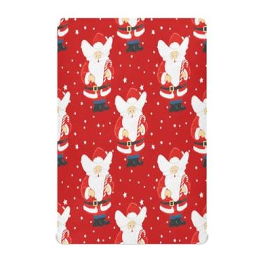 Imagem de JUZIHAI Lençol de Natal Cowboy Papai Noel para meninos e meninas, macio, respirável, elástico, 99 x 68 cm, lençol aconchegante para berço padrão e cama de criança pequena