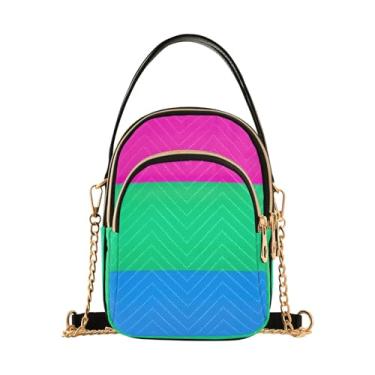 Imagem de ODAWA Bolsa tiracolo feminina com bandeira do estado de Dakota do Sul - Bolsas transversais femininas modernas - Bolsas transversais pequenas para mulheres e viagens, Bandeira de orgulho polisexual,