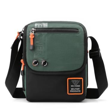 Imagem de Bolsa Messenger de Ombro Simples Leve para Homem em Nylon com Cintos Ajustáveis Bolsos Principal e Frontal Armazenamento Prático Estilo Moderno Comutação Diária Compras Têxto Vestível