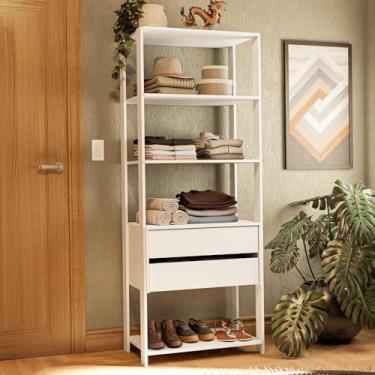 Imagem de Guarda-roupa Closet Modulado 2 Gavetas 4 Prateleiras 70 cm Branco Valencia Madesa Xa