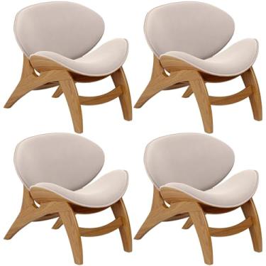Imagem de Kit 4 Poltronas Decorativa Orgânica Sala Living Kadosh L02 Suede Bege - Lyam Decor
