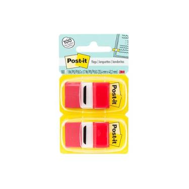 Imagem de Post-it Pacote econômico de bandeiras, vermelho, 2,54 cm de largura, 50/dispensador, 6 dispensadores/pacote, (680-RD12), 600 bandeiras