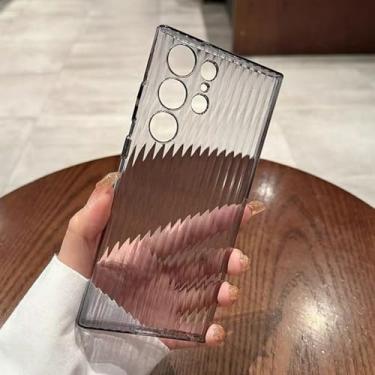 Imagem de Capa para Samsung Galaxy S23 S24 S25 Ultra, transparente, corrugada, ultrafina e resistente a impactos, para Galaxy S24 Plus, preta.