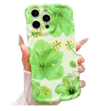 Imagem de Weonmov Capa para iPhone 16 Pro, linda estampa floral, bordas onduladas e encaracoladas, TPU macio, proteção para lente de câmera, à prova de choque, flor para mulheres e meninas de 6,3 polegadas